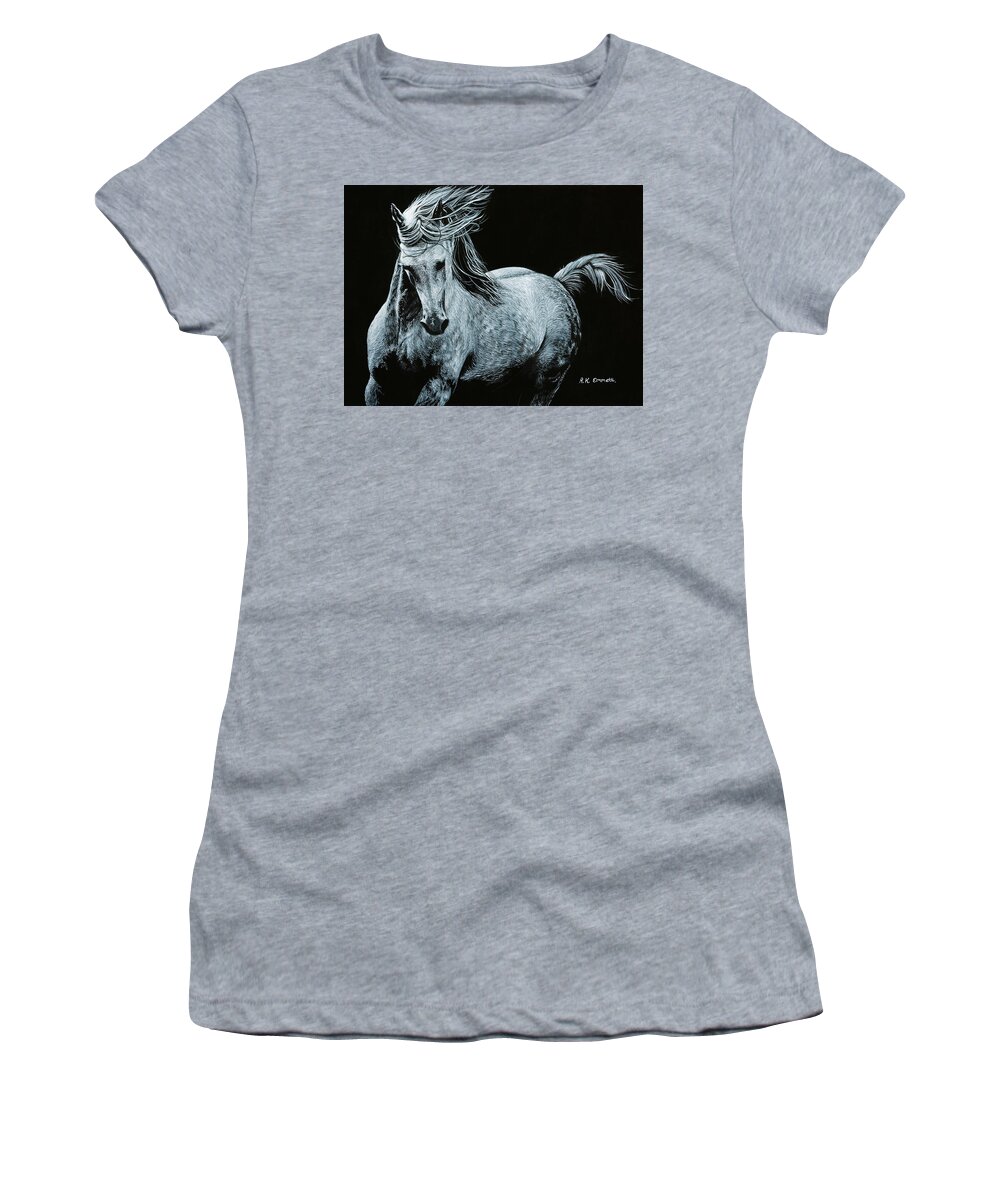 Horse Women's T-Shirt featuring the painting Majestic #1 by Rachel Emmett