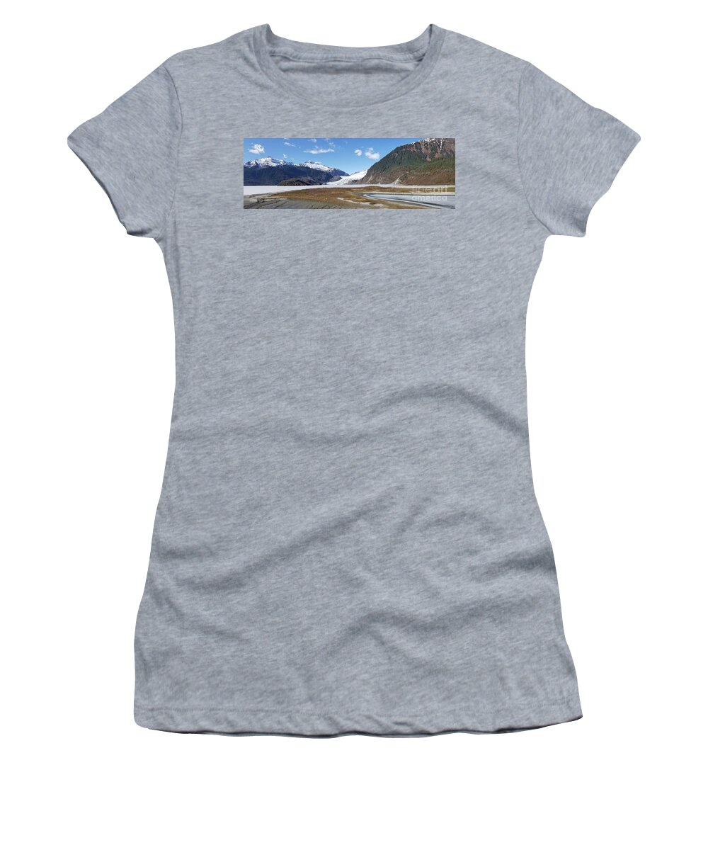 #juneau Women's T-Shirt featuring the photograph Mendenhall Lake in the Spring by Charles Vice