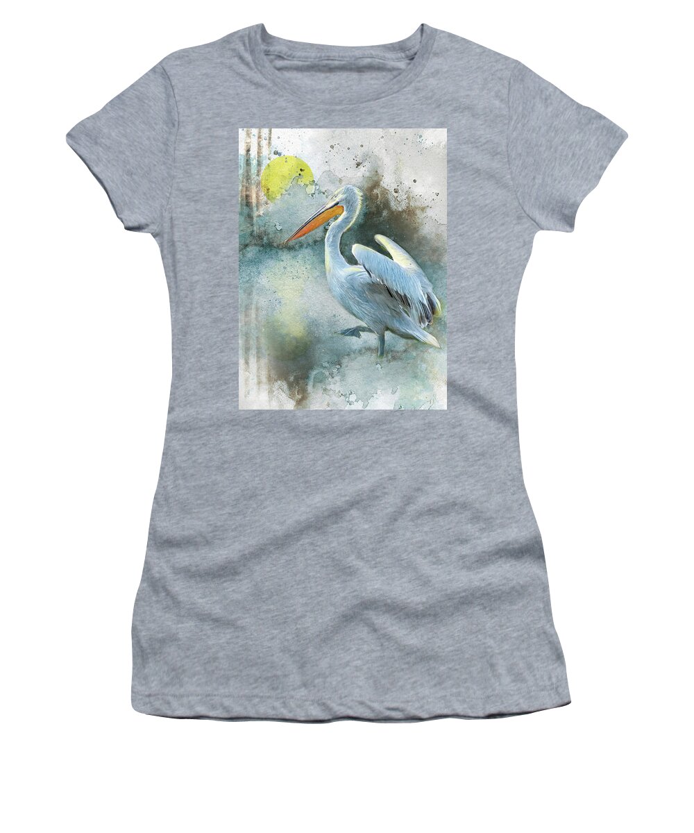 Pelican Women's T-Shirt featuring the painting Morning Pelican #1 by Jeanette Mahoney