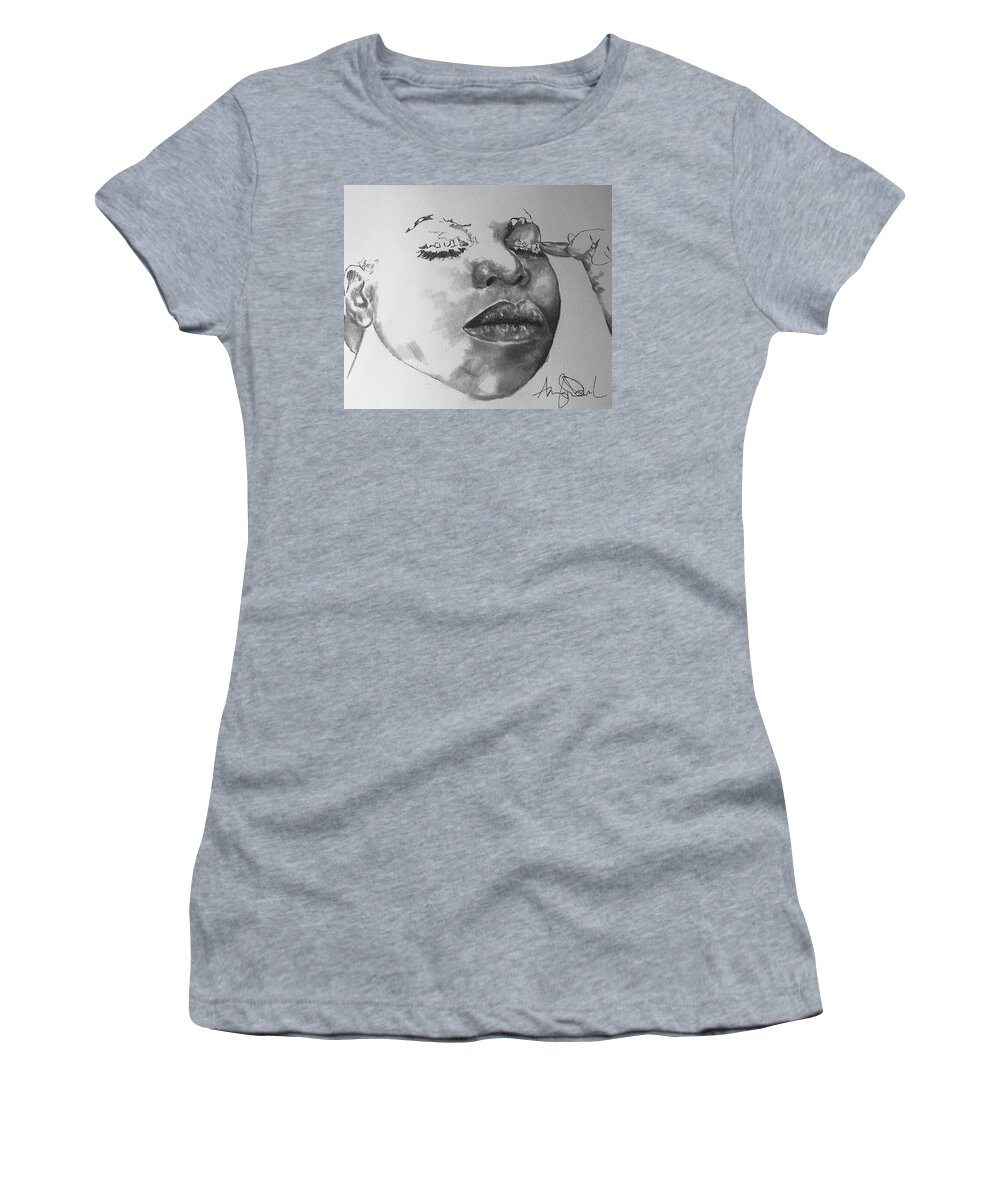  Women's T-Shirt featuring the drawing Nina #2 by Angie ONeal