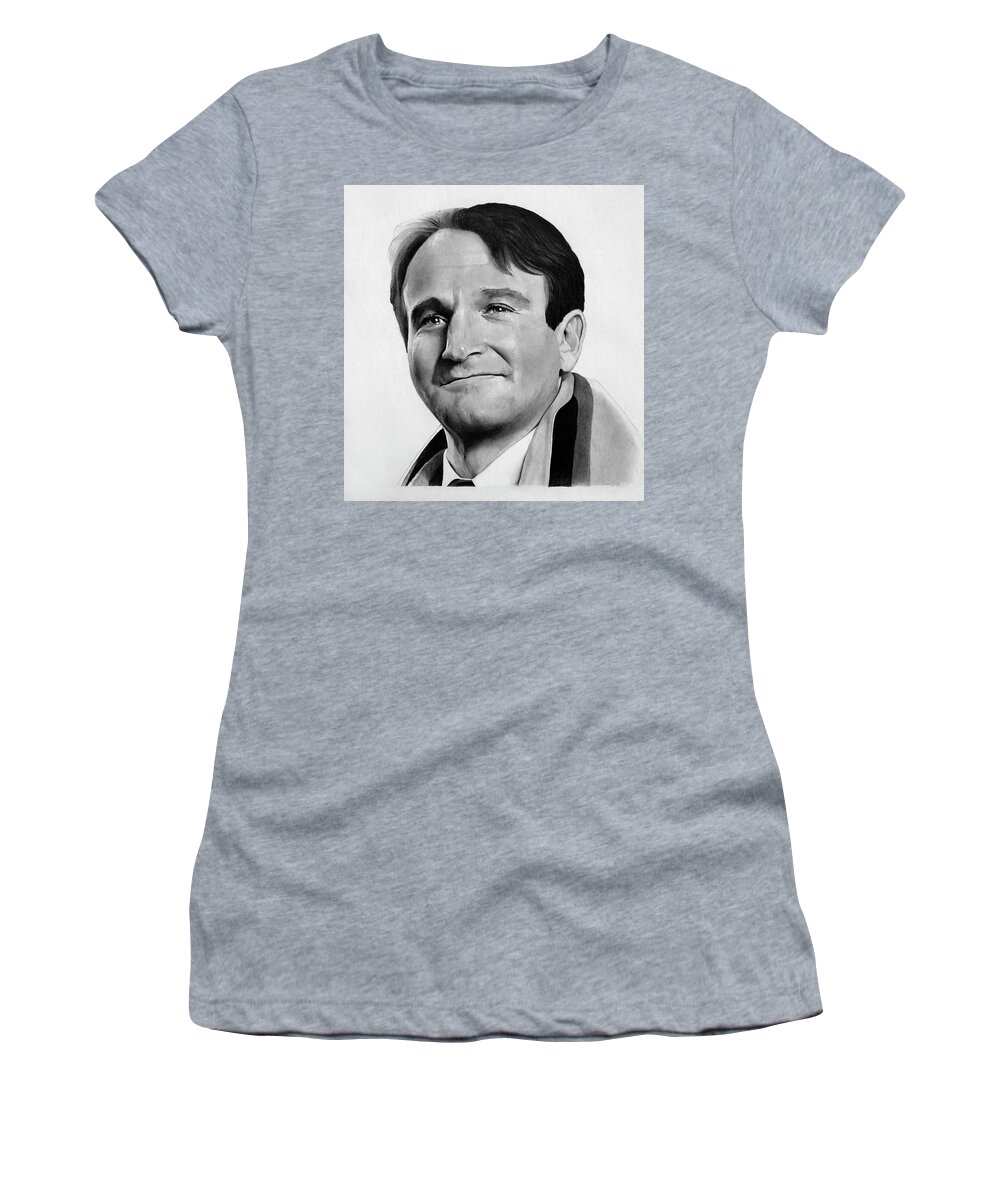 Robin Williams Women's T-Shirt featuring the drawing O Captain by Brian Jay