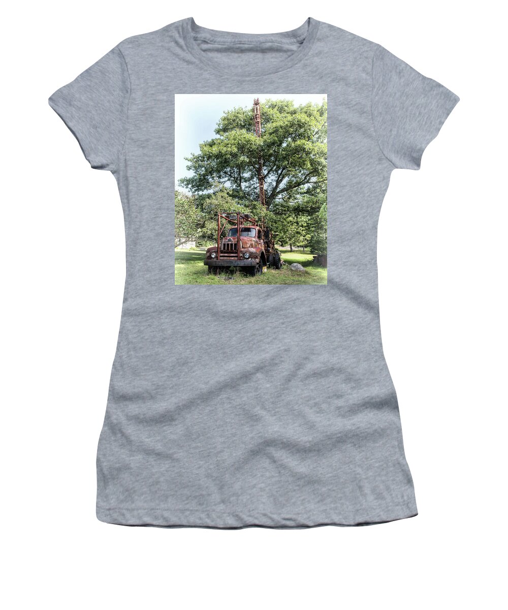 Oak Island Women's T-Shirt featuring the photograph Oak Island Drill truck by Connie Publicover