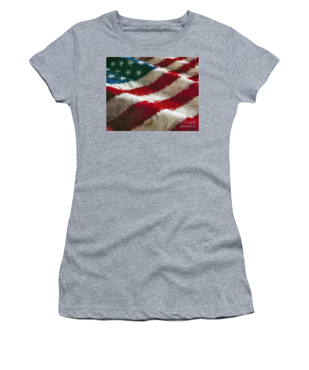 Old Glory Women's T-Shirt featuring the painting Old Glory #1 by Jon Neidert