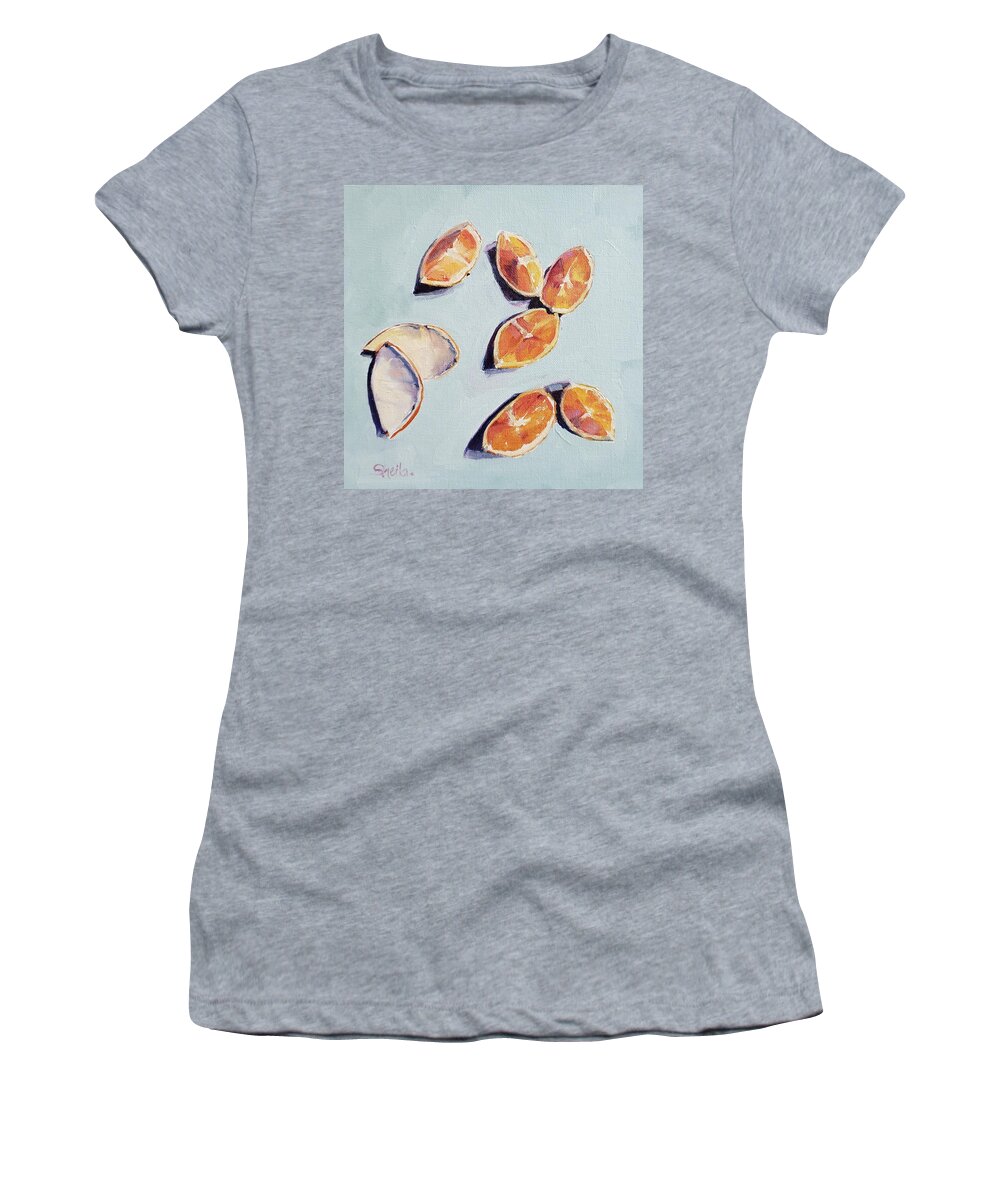 Still Life Women's T-Shirt featuring the painting Orange Slices #2 by Sheila Romard