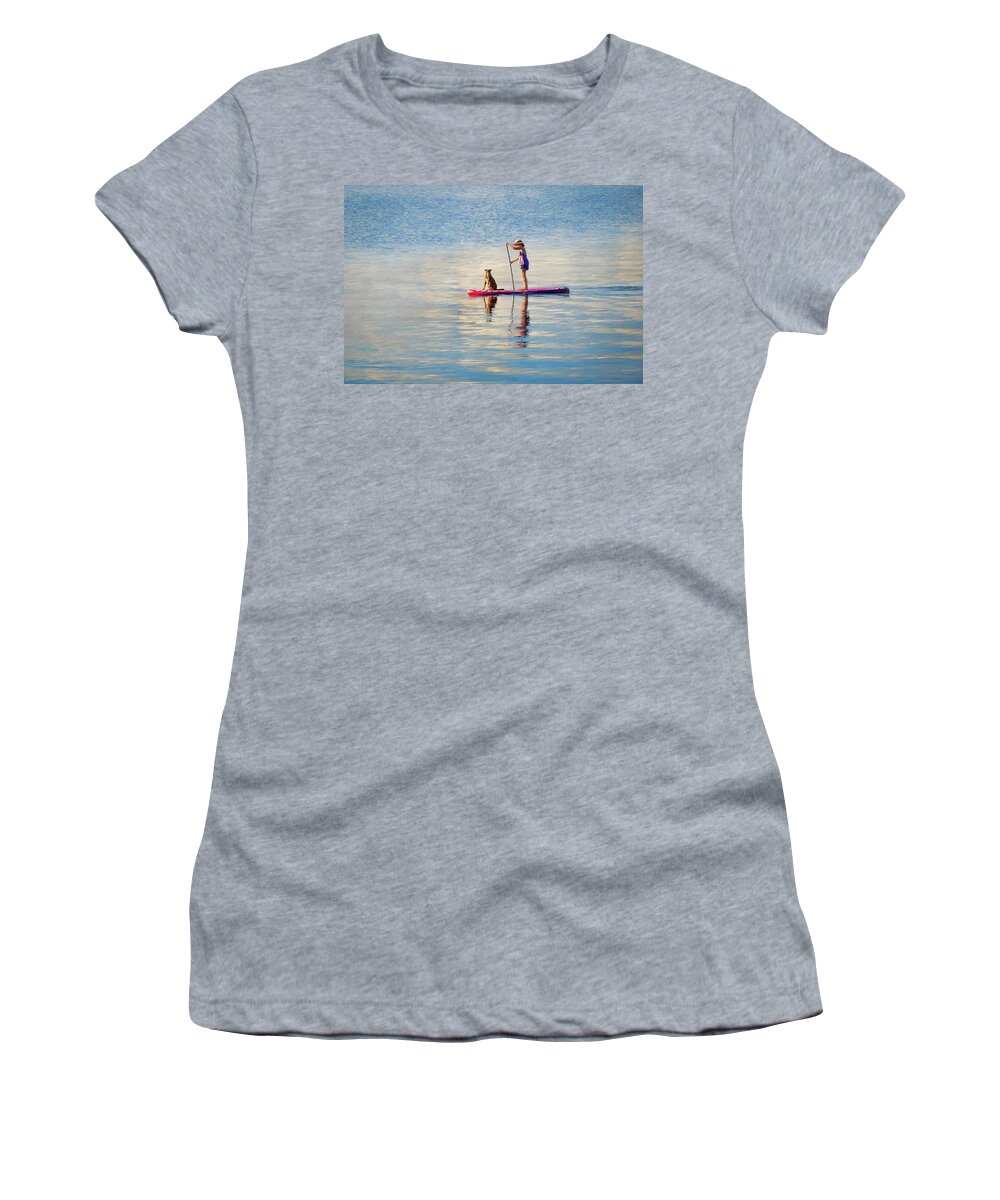 2/24/21 Women's T-Shirt featuring the digital art Paddling Buddies #2 by Louise Lindsay