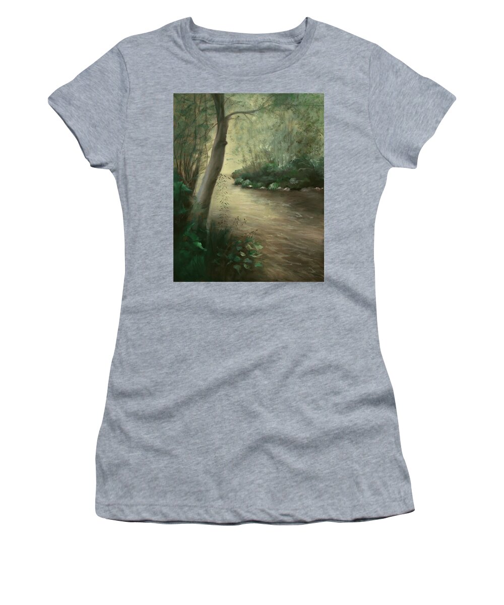 Oak Creek Canyon Women's T-Shirt featuring the painting Path to Tranquility by Juliette Becker