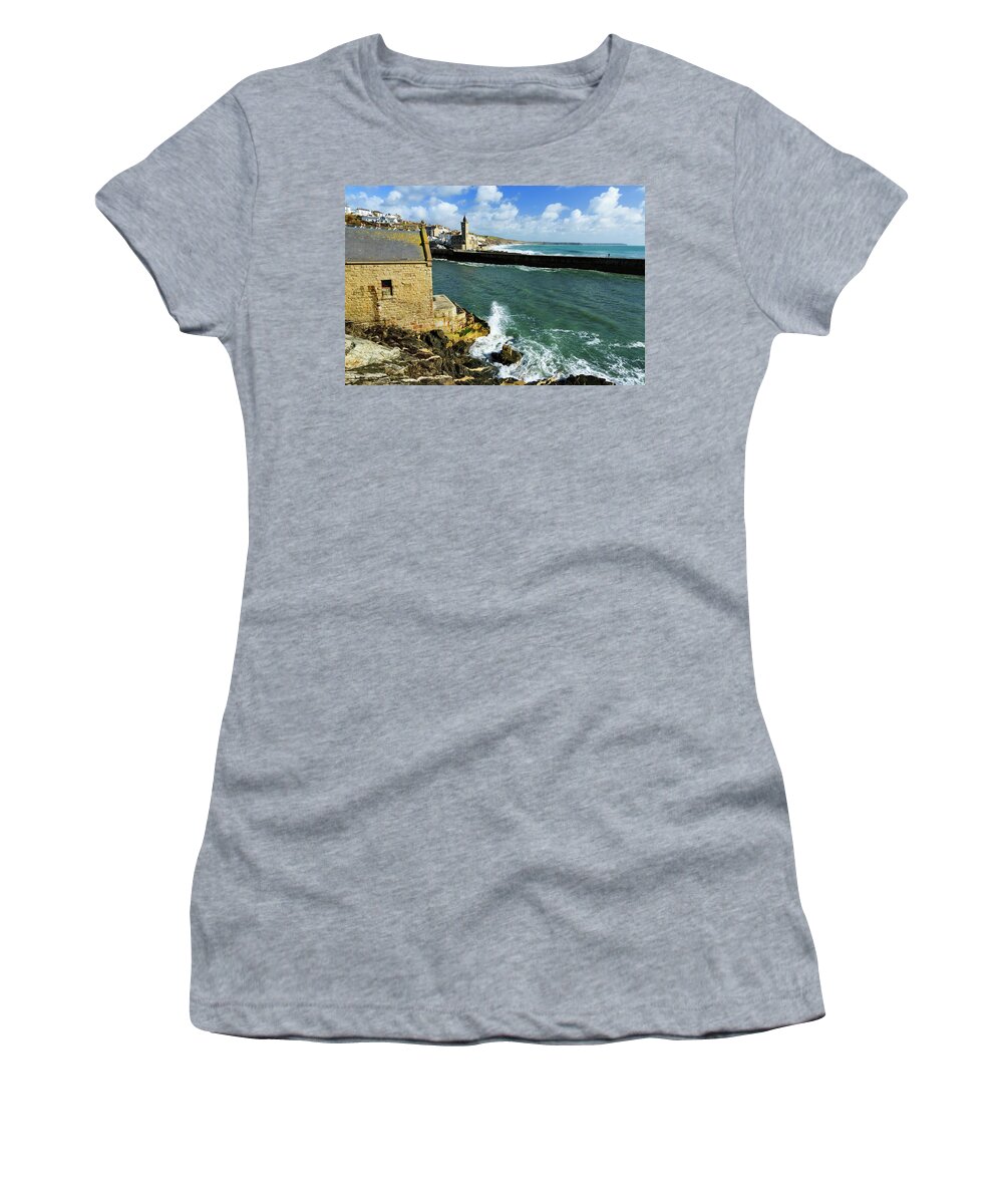 Porthleven Women's T-Shirt featuring the photograph Porthleven #1 by Ian Middleton