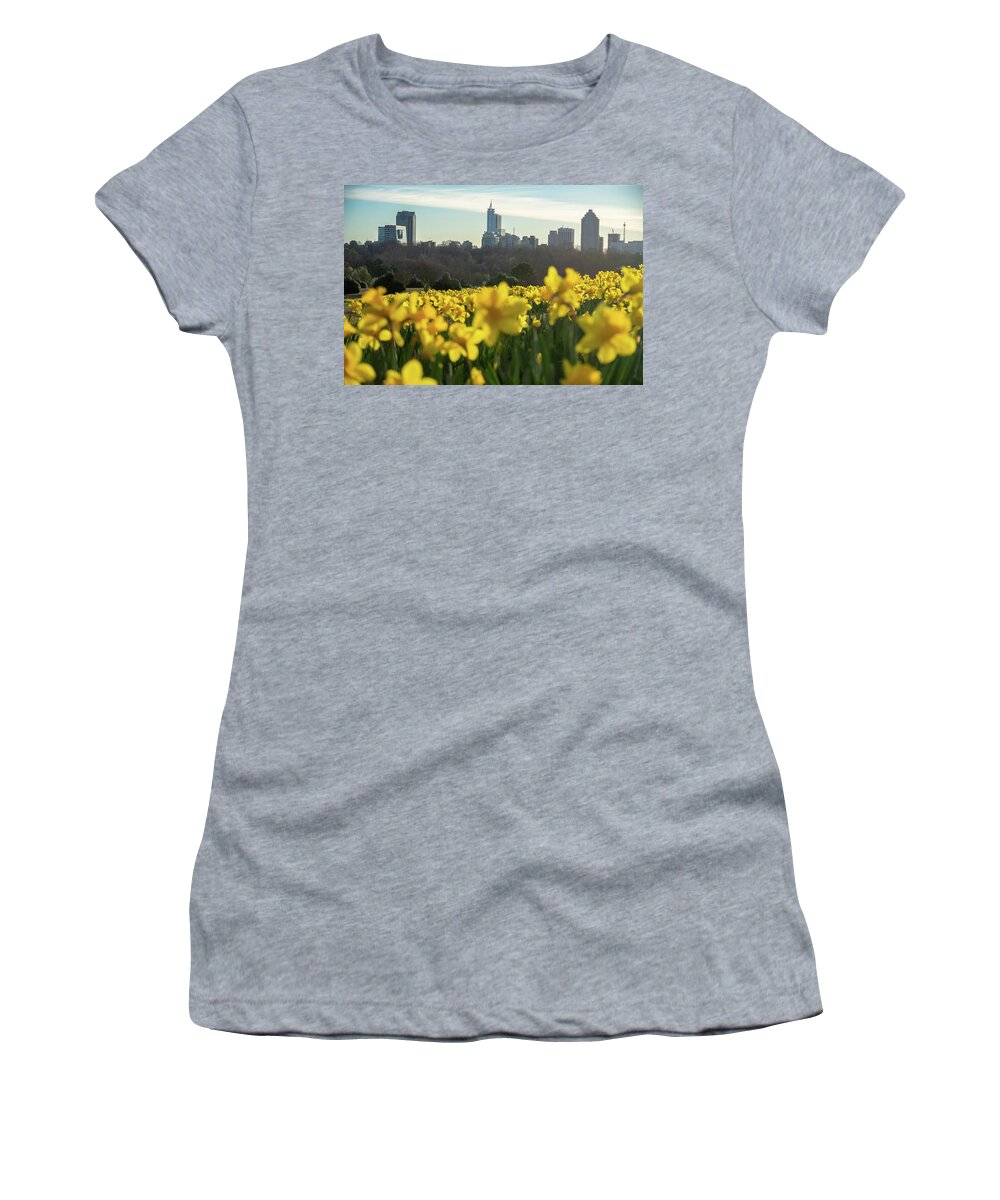 Skyline Women's T-Shirt featuring the photograph Raleigh Skyline #1 by Rick Nelson