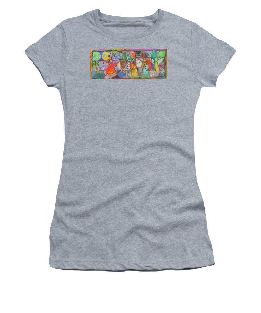 Calypso Music Women's T-Shirt featuring the painting Rhythms by Cherie Salerno