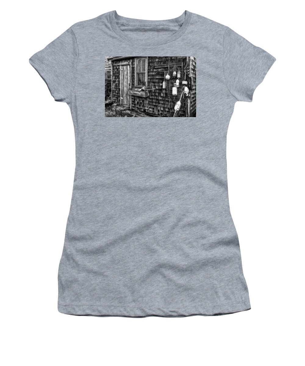 Motif No.1 Women's T-Shirt featuring the photograph Rockport Lobster Shack #2 by Susan Candelario
