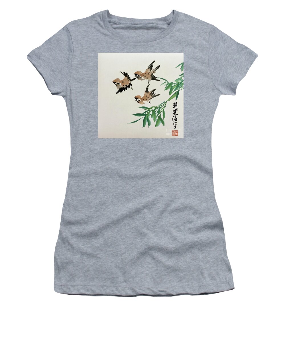 Spring Coming Women's T-Shirt featuring the painting Spring Coming #2 by Carmen Lam