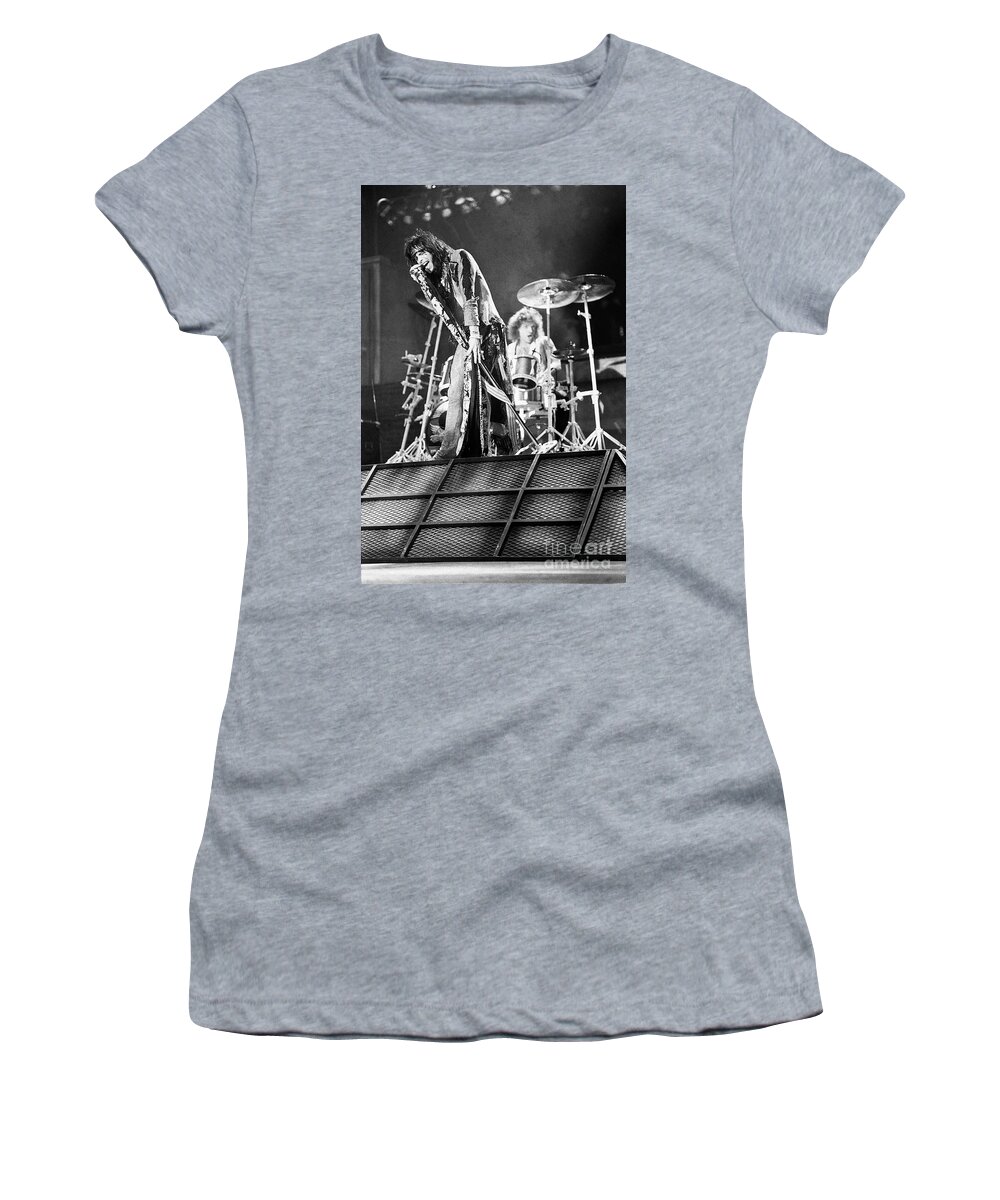 Singing Women's T-Shirt featuring the photograph Steven Tyler - Aerosmith #1 by Concert Photos