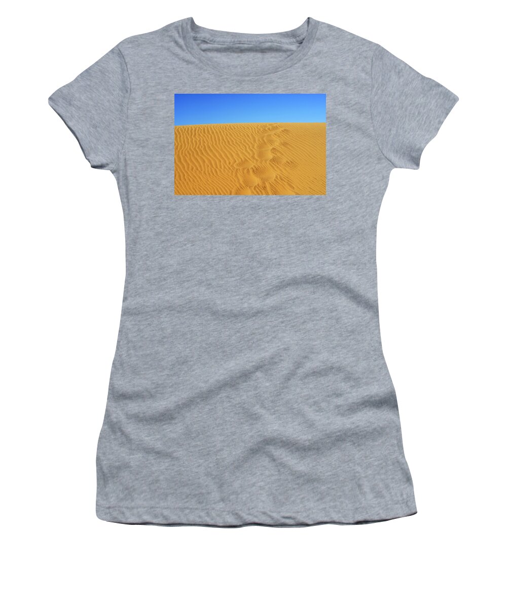 Textured Golden Sand Women's T-Shirt featuring the photograph Textured golden sand #1 by Severija Kirilovaite