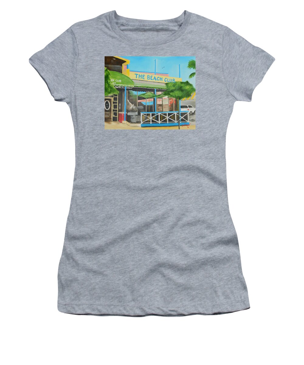 The Beach Club Women's T-Shirt featuring the painting The Beach Club On Siesta key #2 by Lloyd Dobson