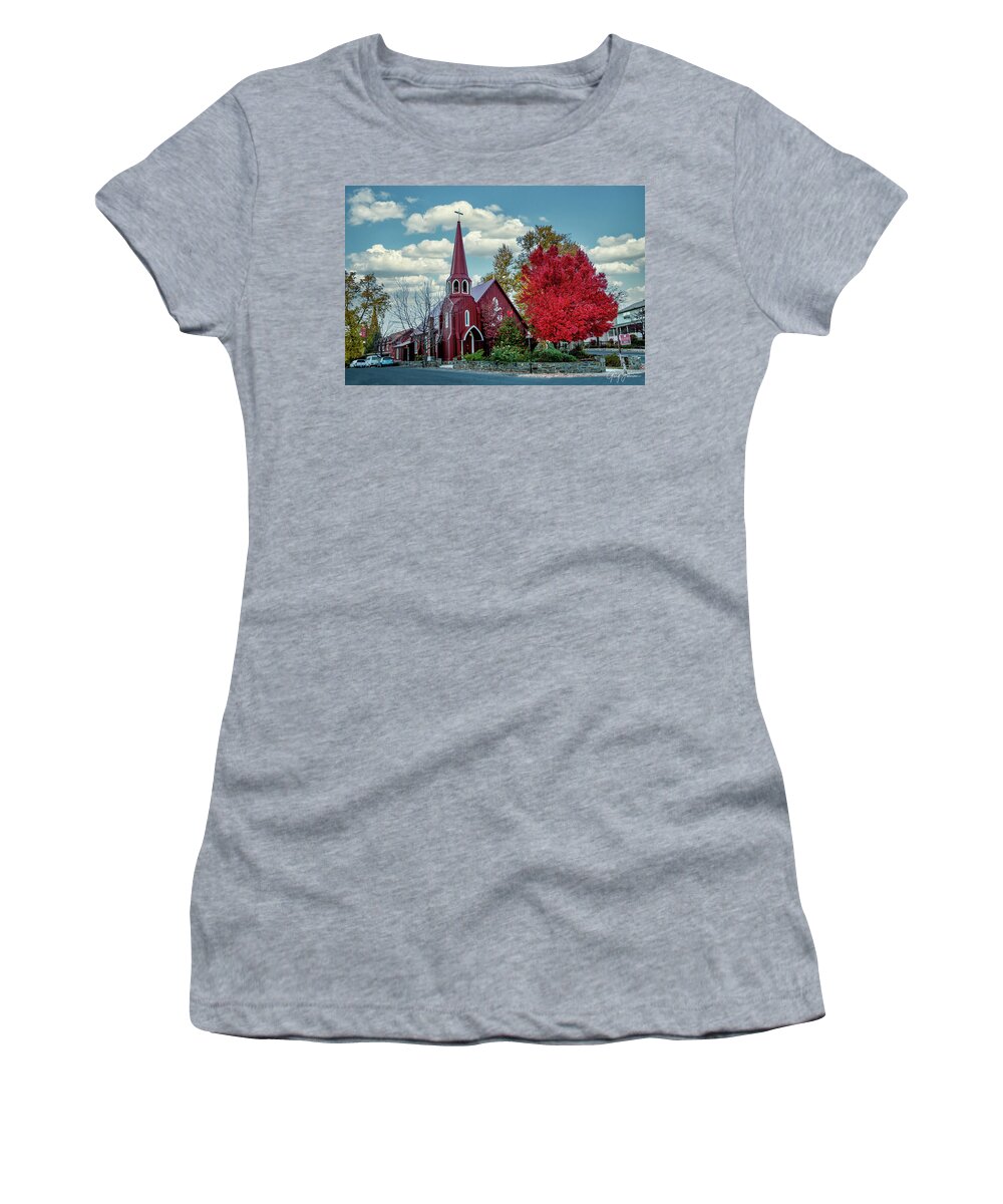 Gary Johnson Women's T-Shirt featuring the photograph The Red Church #1 by Gary Johnson