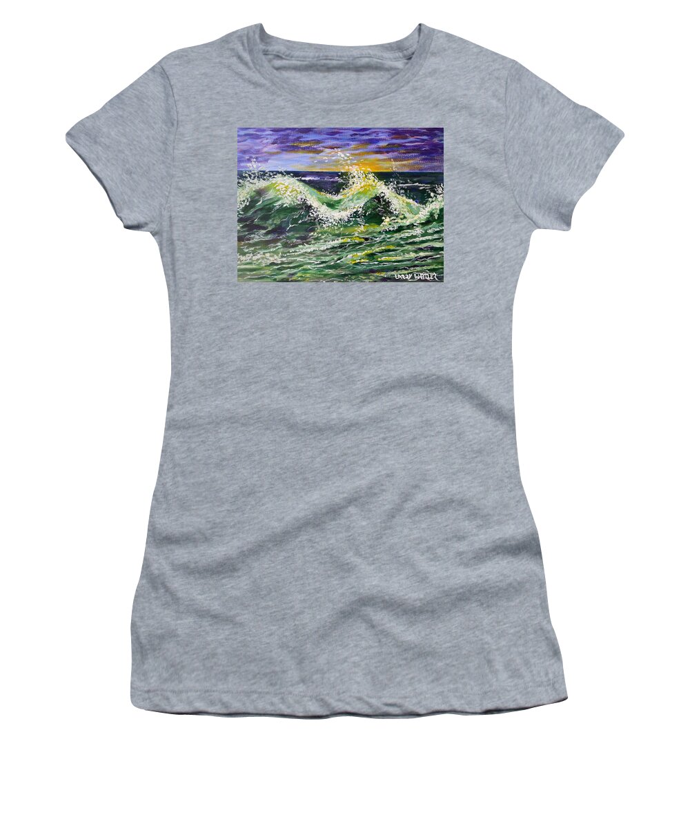 Seascape Women's T-Shirt featuring the painting The Turbulent Sea #2 by Larry Whitler