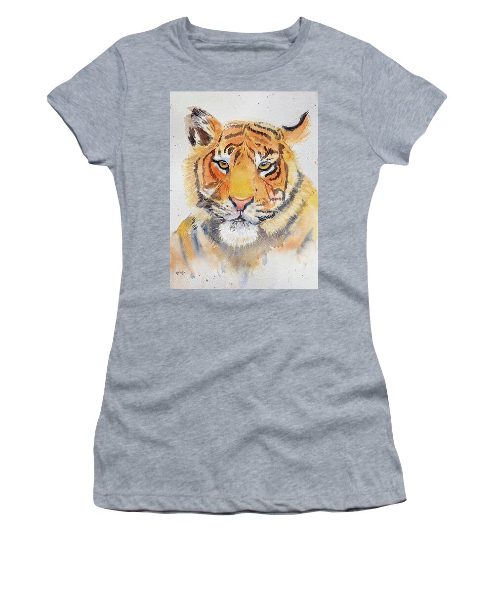Tiger Women's T-Shirt featuring the painting Tiger #2 by Sandie Croft