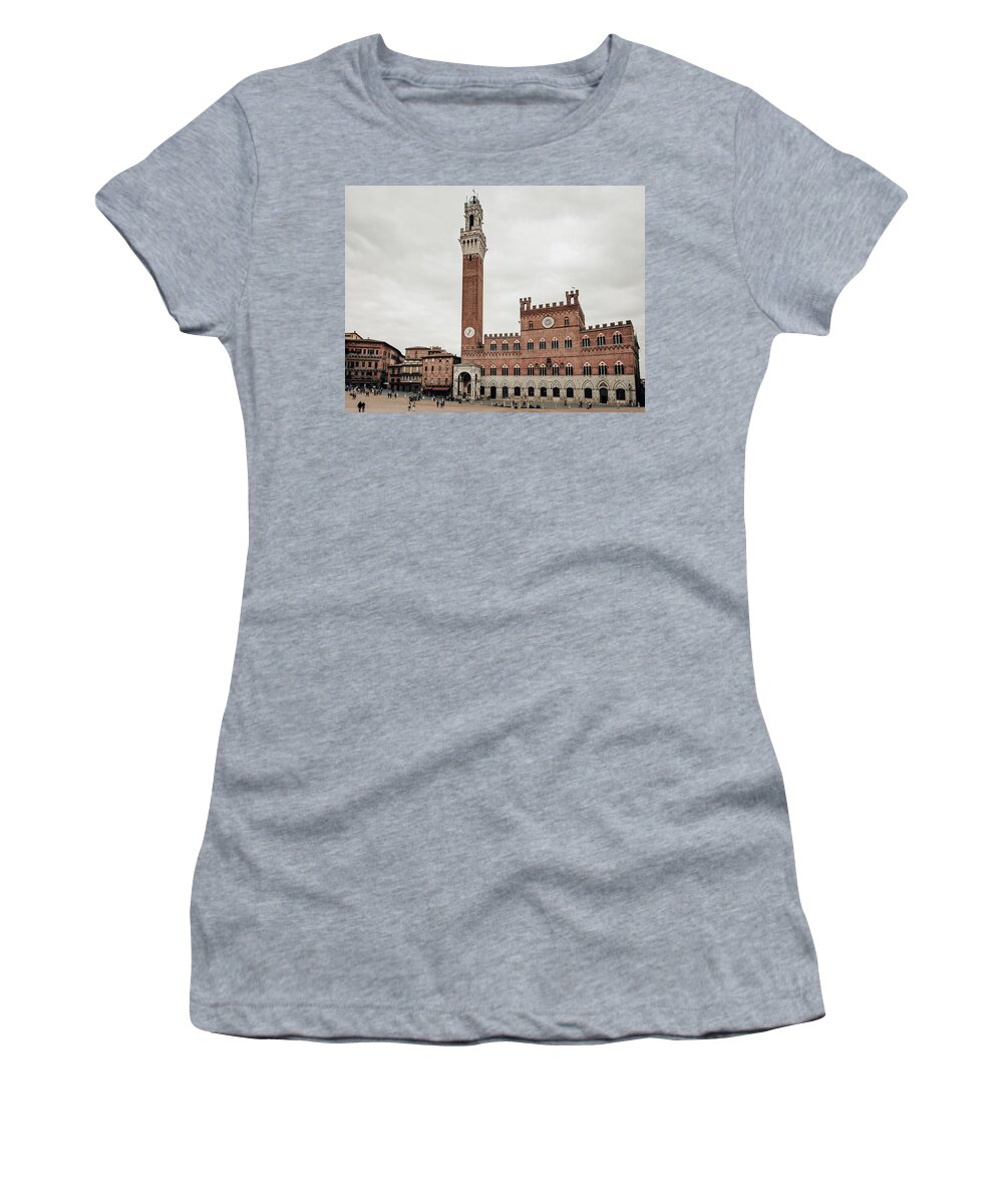 2015 Women's T-Shirt featuring the photograph View of Piazza del Campo in Siena Tuscany #1 by Benoit Bruchez
