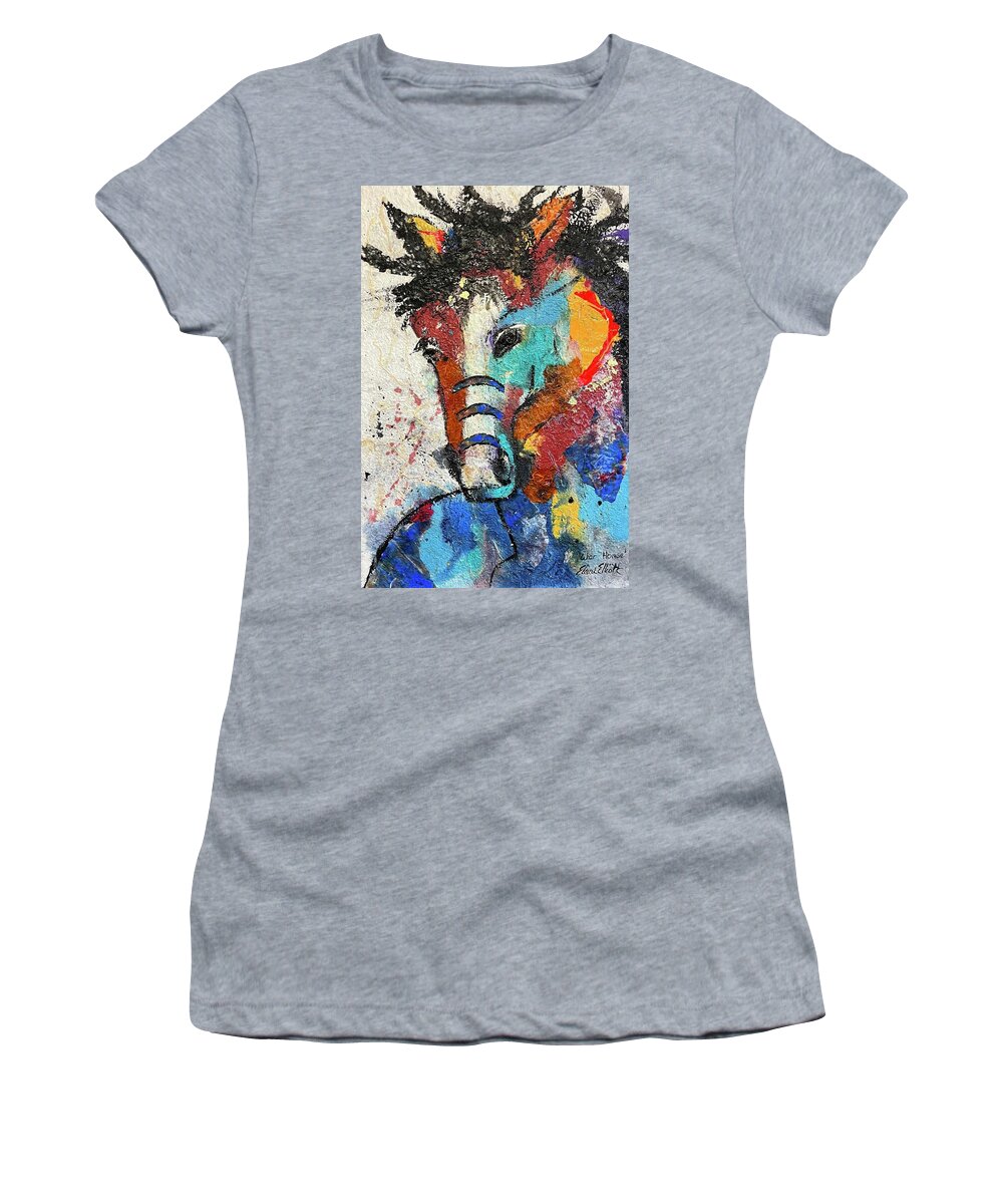 Indian Horse Women's T-Shirt featuring the painting War Horse #1 by Elaine Elliott