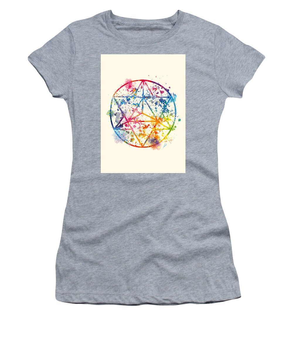 Watercolor Women's T-Shirt featuring the painting Watercolor - Sacred Geometry For Good Luck by Vart by Vart