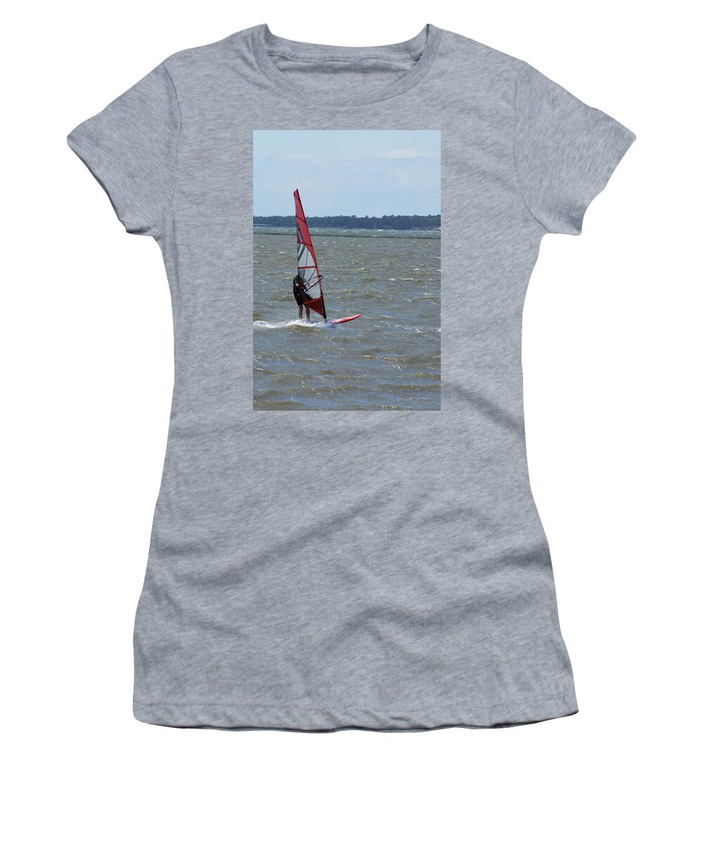  Women's T-Shirt featuring the photograph Windsurfing by Heather E Harman