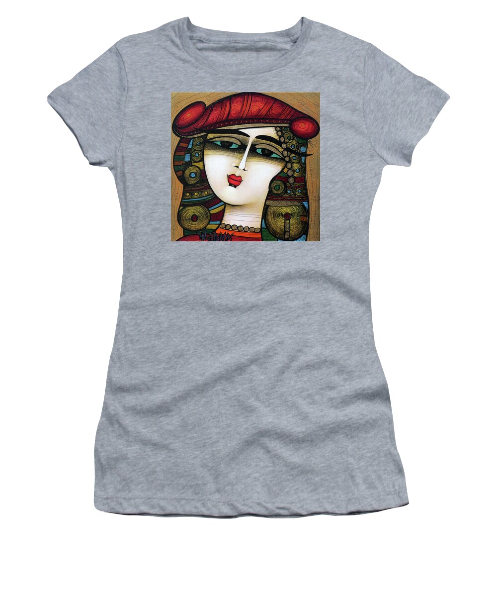 Albena Women's T-Shirt featuring the painting Young girl #1 by Albena Vatcheva