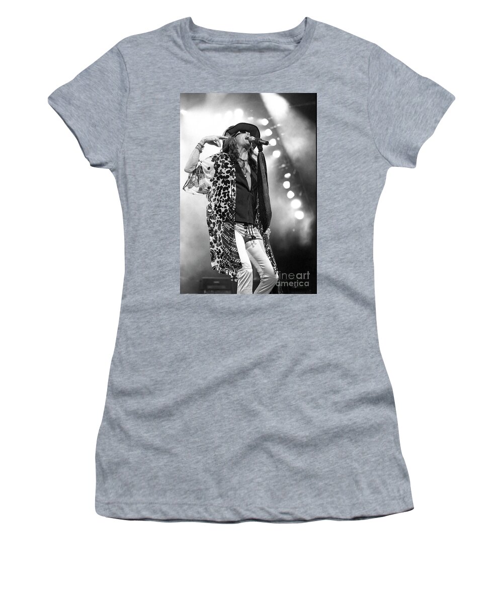 Singing Women's T-Shirt featuring the photograph Steven Tyler - Aerosmith #13 by Concert Photos