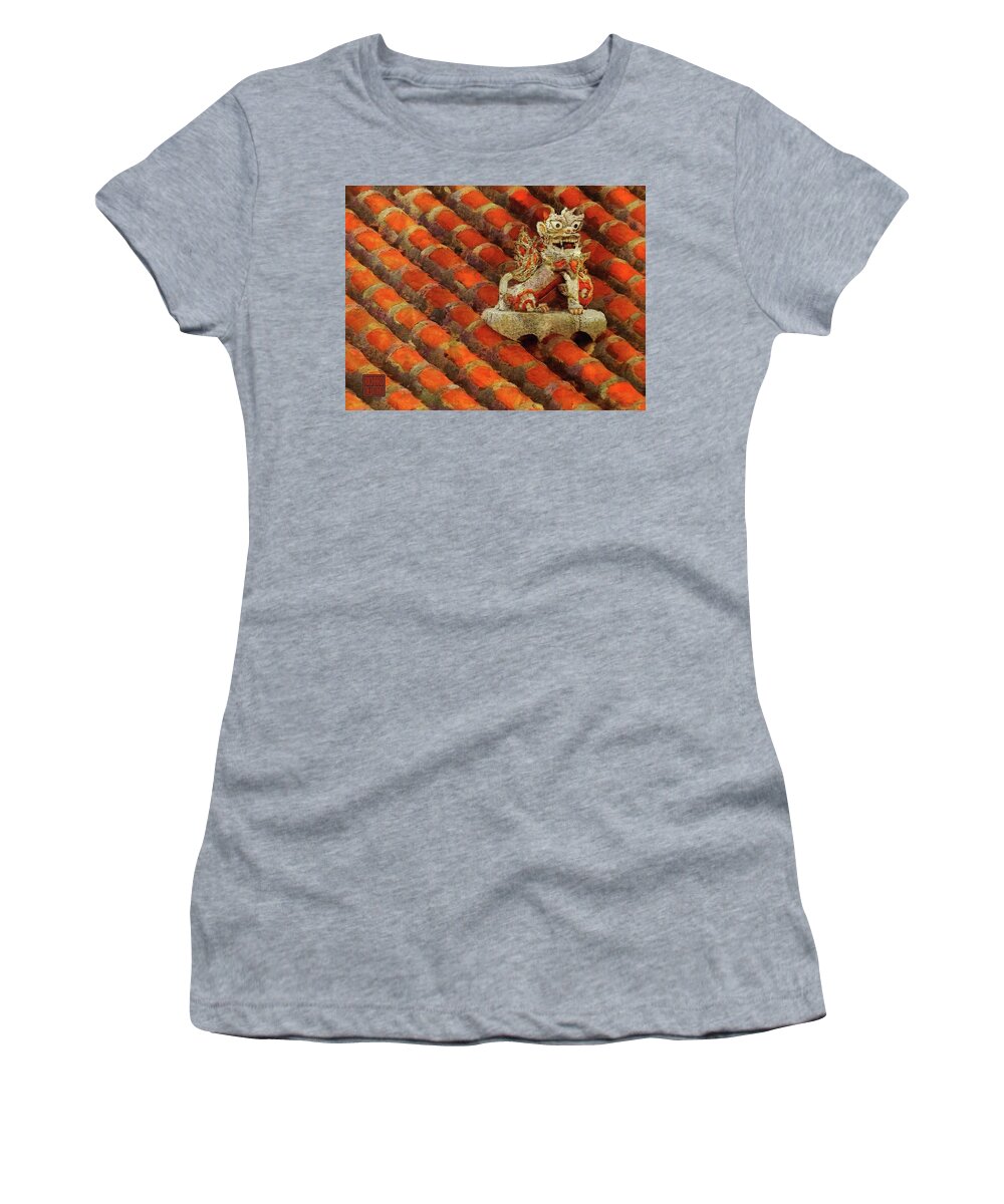 Abstract Women's T-Shirt featuring the mixed media 161 Architectural Pattern, House Roof Lion, Naha, Okinawa, Japan by Richard Neuman Architectural Gifts