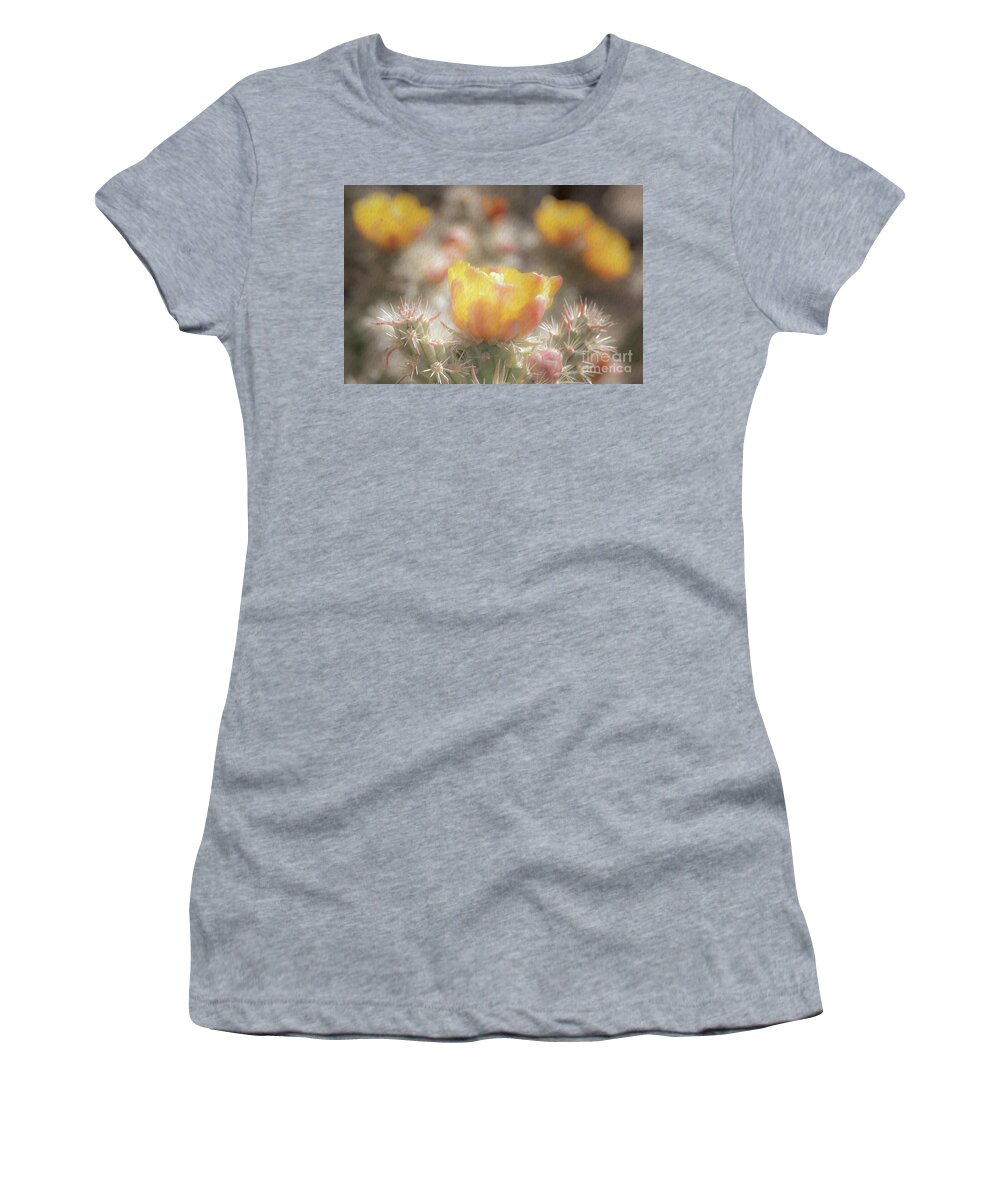 Cactus Women's T-Shirt featuring the photograph 1625 Watercolor Cactus Blossom by Kenneth Johnson