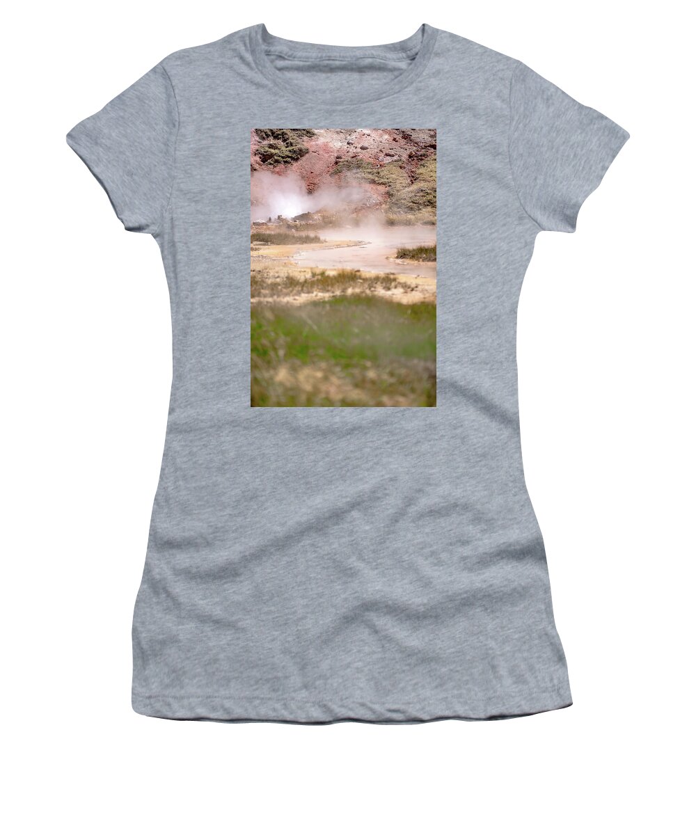 Outdoors Women's T-Shirt featuring the photograph Mammoth Hot Springs in Yellowstone National Park. USA #18 by Alex Grichenko