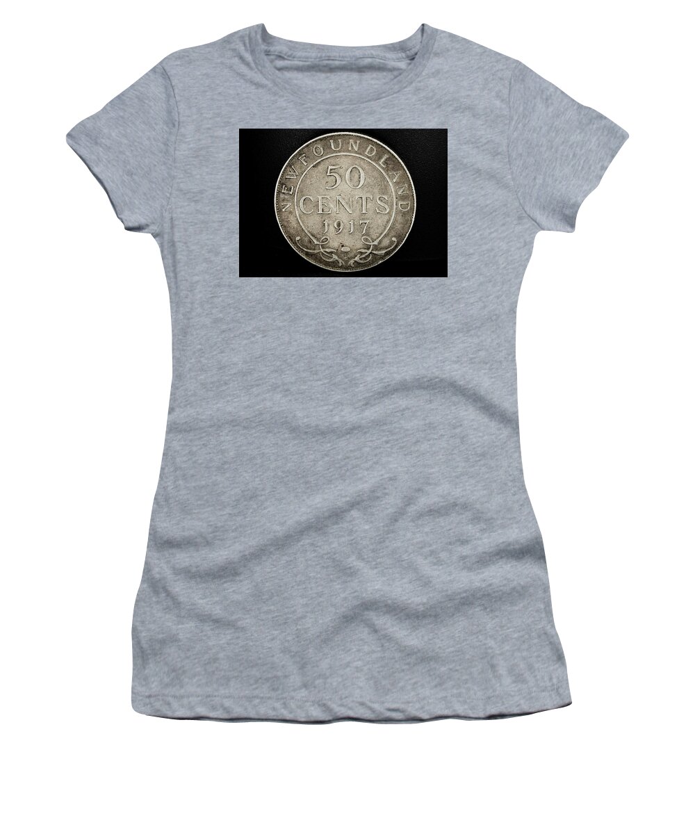Coin Women's T-Shirt featuring the photograph 1917 Newfoundland 50 Cents by Amelia Pearn