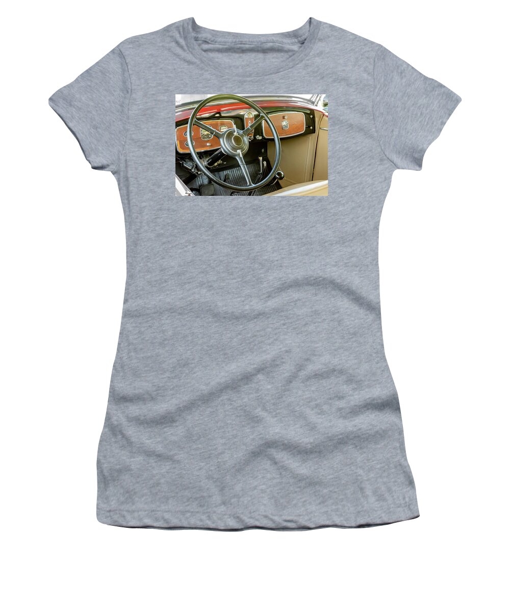 1900s Women's T-Shirt featuring the photograph 1932 Buick Dashboard by Jack R Perry