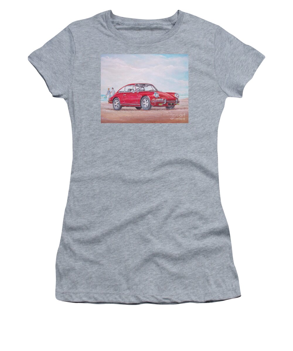 Classic Cars Paintings Women's T-Shirt featuring the painting 1968 Porsche 911 2.0 S by Sinisa Saratlic