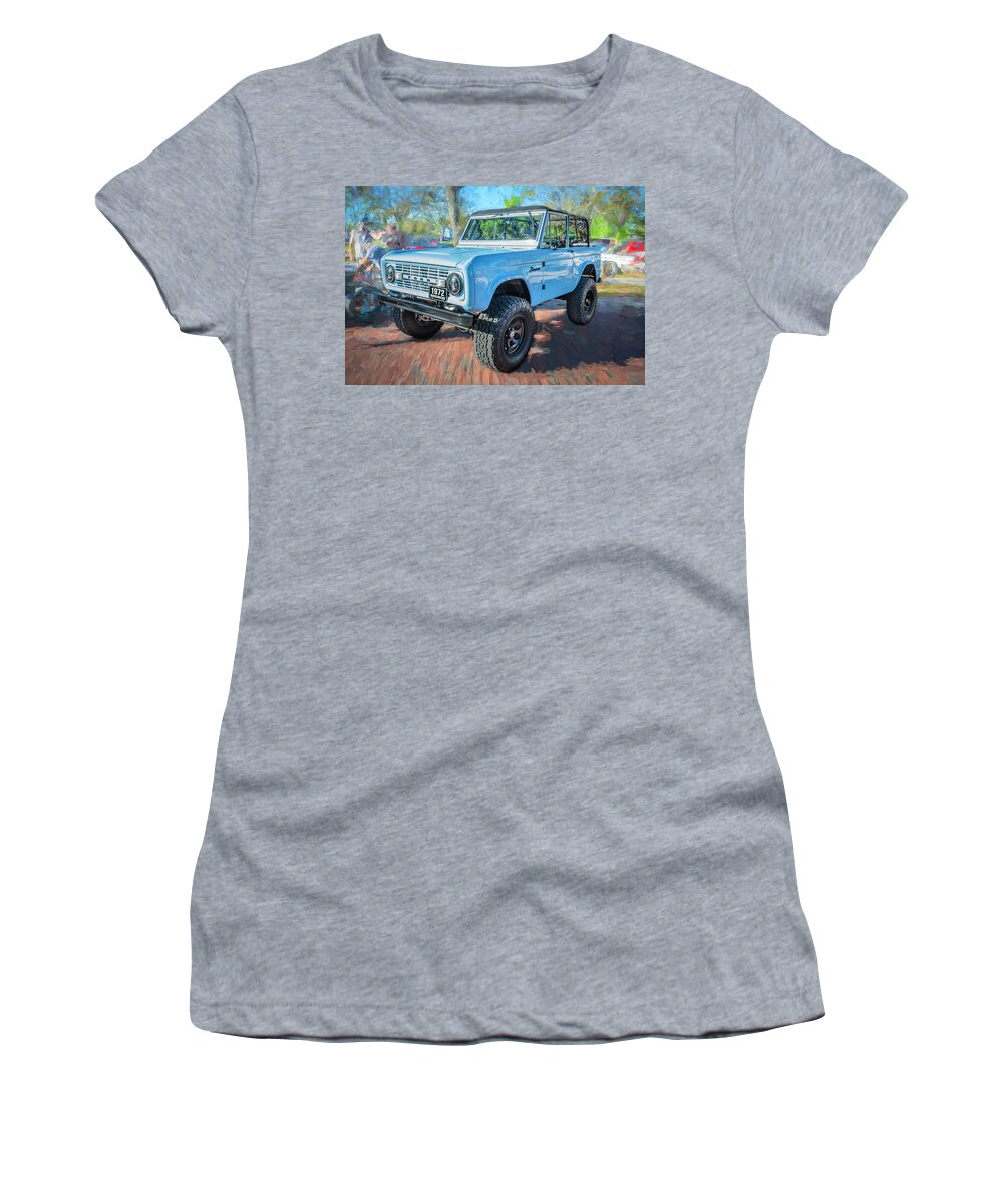  Women's T-Shirt featuring the photograph 1972 Wind Blue Ford Bronco X108 by Rich Franco