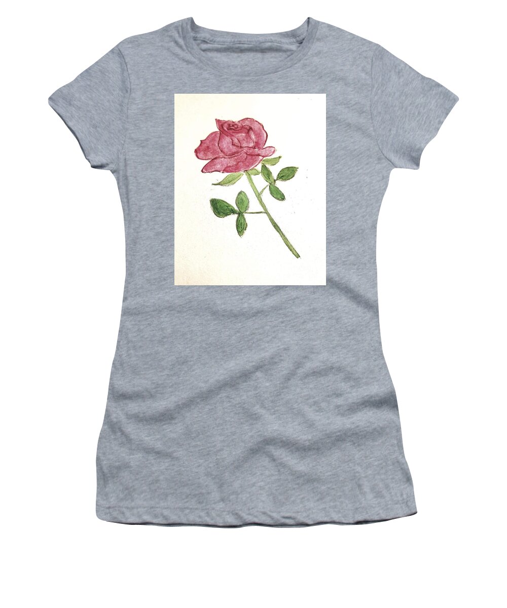 Mother's Day Women's T-Shirt featuring the painting A Rose #2 by Margaret Welsh Willowsilk