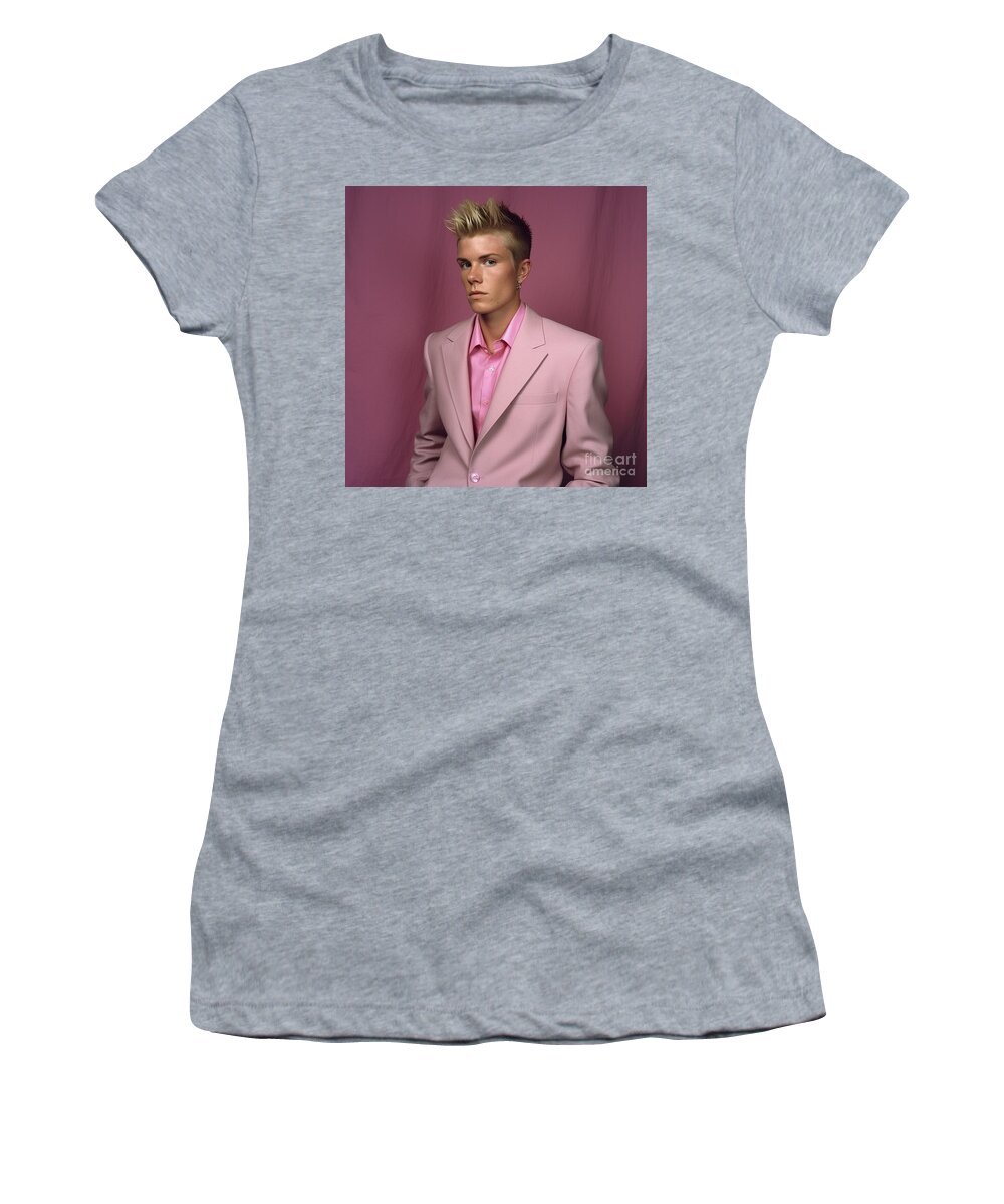David Beckham As Nonbinary S Fashion Photog Art Women's T-Shirt featuring the painting David Beckham as nonbinary s fashion photog by Asar Studios #2 by Celestial Images