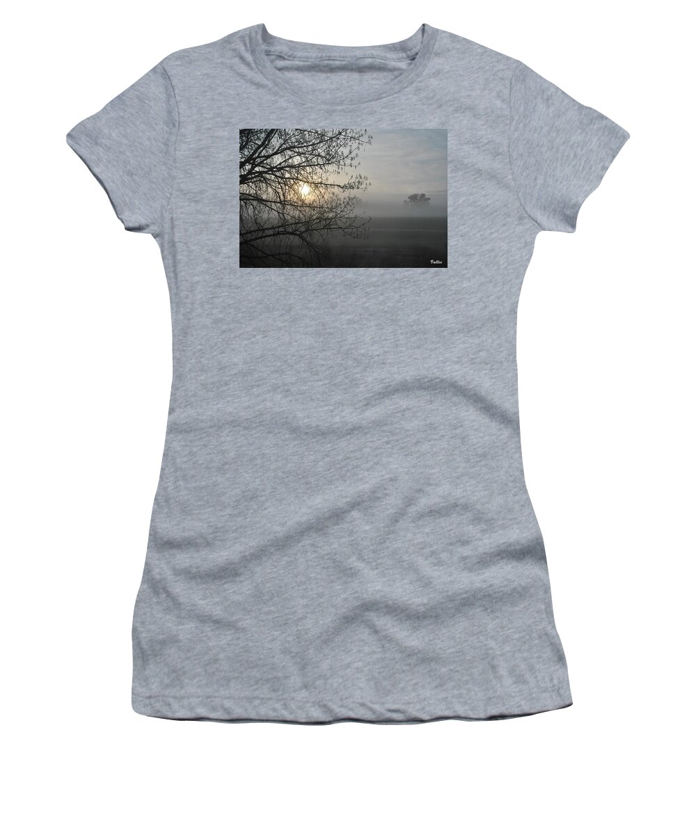 Eerie Women's T-Shirt featuring the photograph Foggy Morning #2 by Vallee Johnson