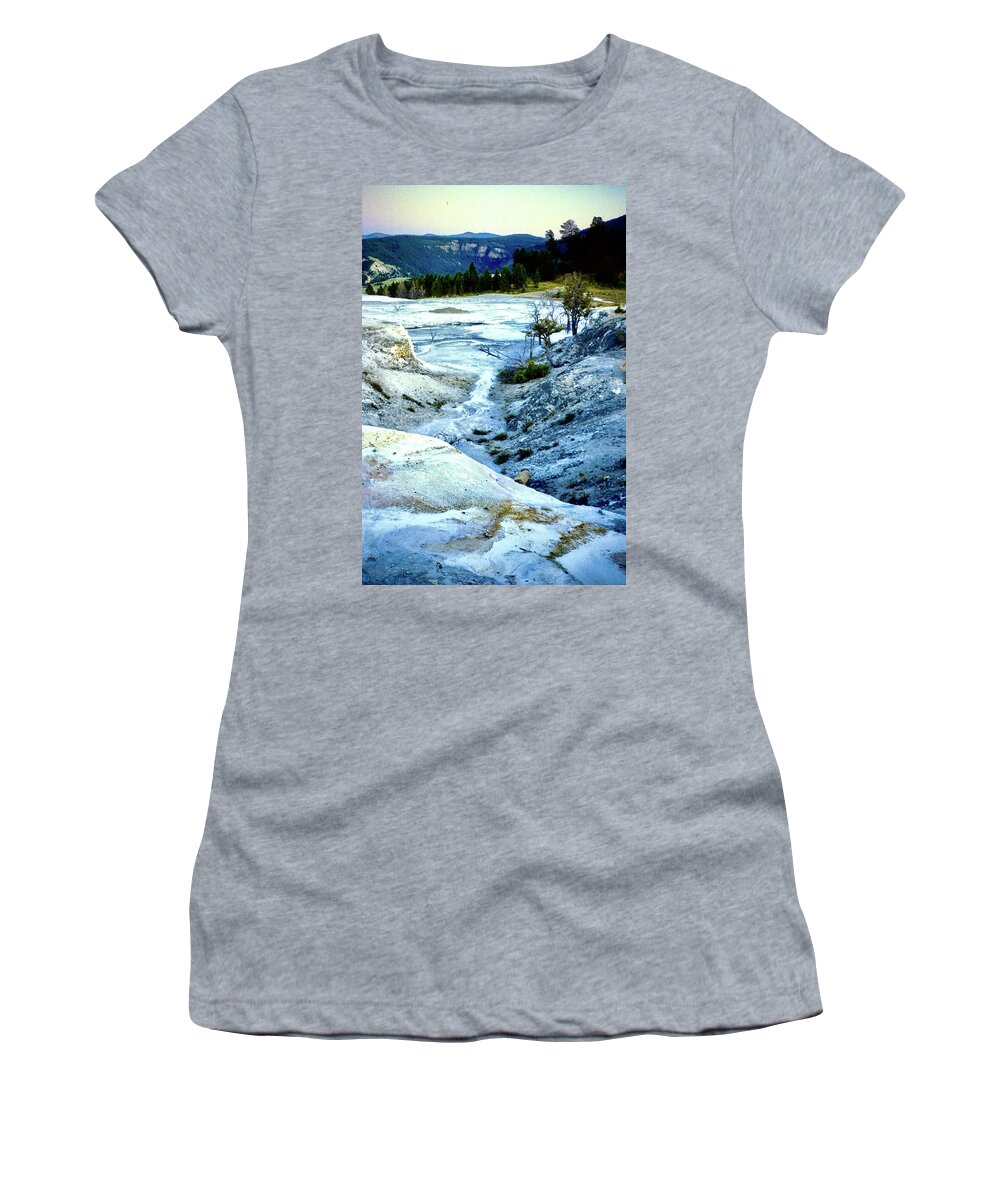  Women's T-Shirt featuring the photograph Mammoth Terraces by Gordon James