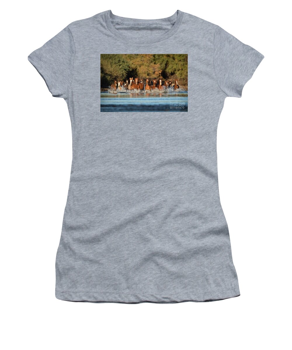Salt River Wild Horses Women's T-Shirt featuring the photograph Running Free #2 by Shannon Hastings