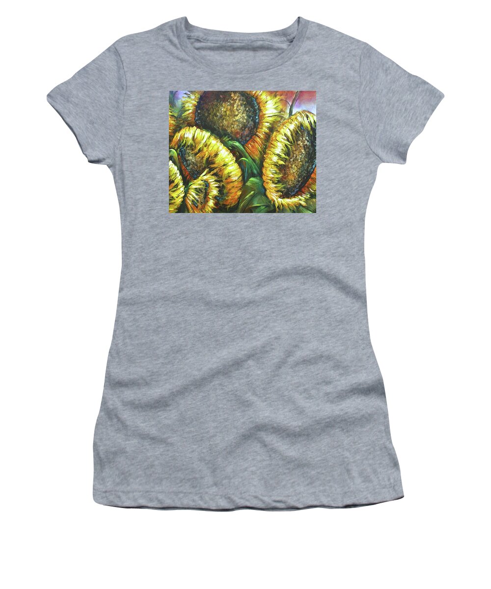Flowers Women's T-Shirt featuring the painting Sunflowers #3 by Michael Lang