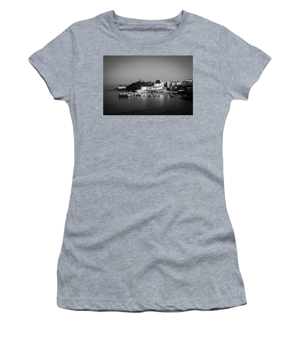 Pembrokeshire Women's T-Shirt featuring the photograph The harbour in autumn sunshine, Tenby #2 by Seeables Visual Arts