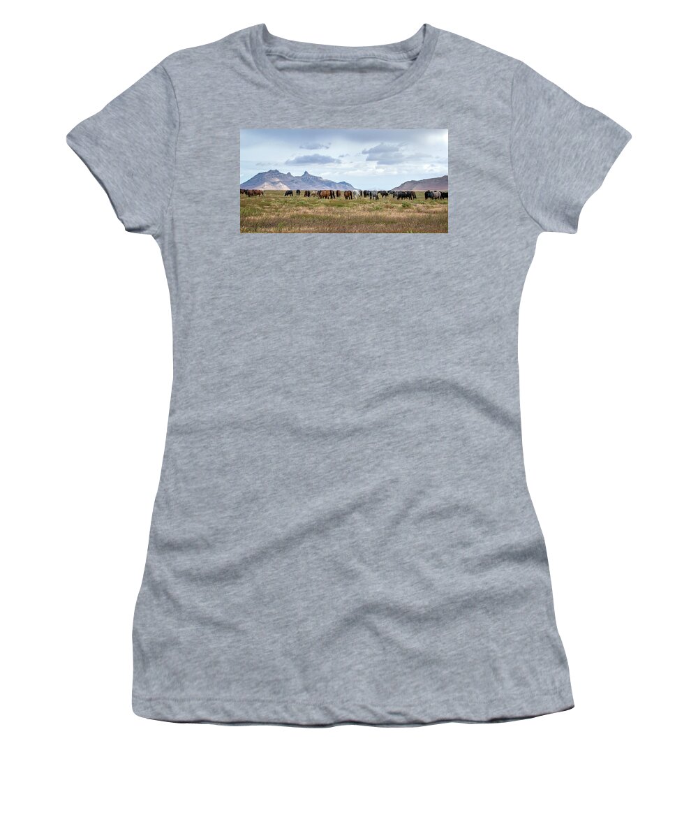 Horse Women's T-Shirt featuring the photograph The Wild Horses of the Onaqui Mountains, Utah #3 by Jeanette Mahoney