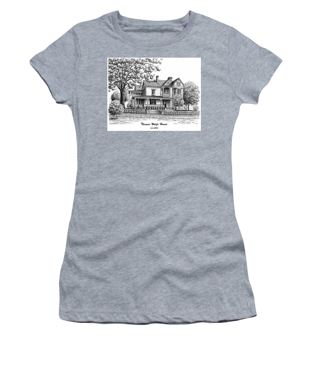 Thomas Wolfe House Women's T-Shirt featuring the drawing Thomas Wolfe House #2 by Lee Pantas