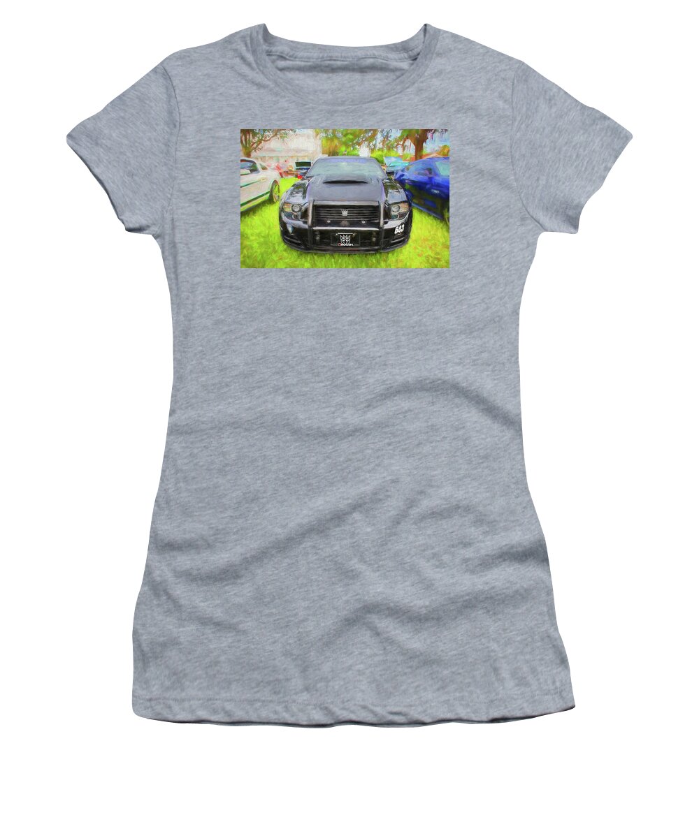 2013 Black Ford Roush Stage 3 Mustang Rs3 Women's T-Shirt featuring the photograph 2013 Ford Roush Stage 3 Mustang RS3 X204 by Rich Franco