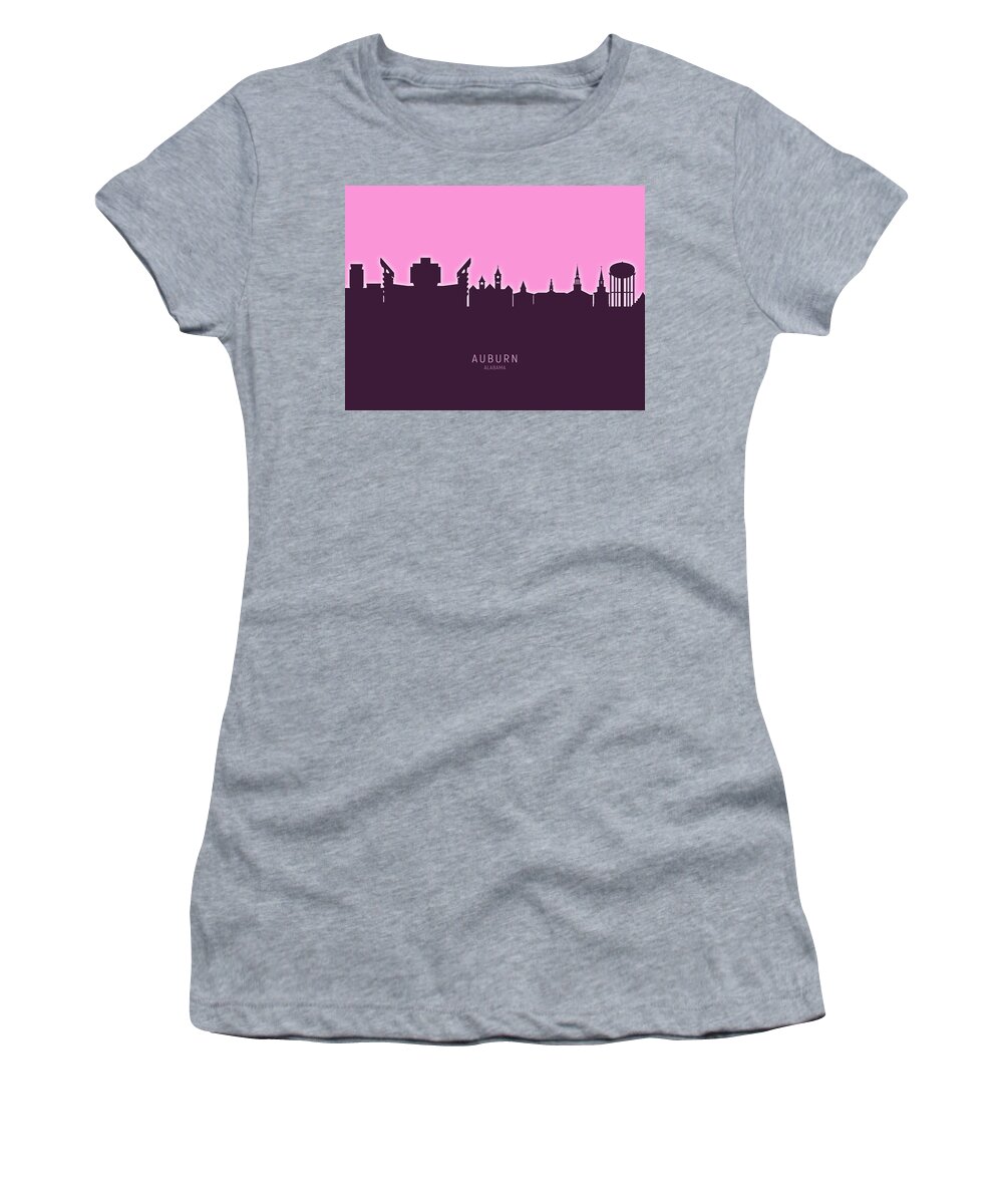 Auburn Women's T-Shirt featuring the digital art Auburn Alabama Skyline #25 by Michael Tompsett