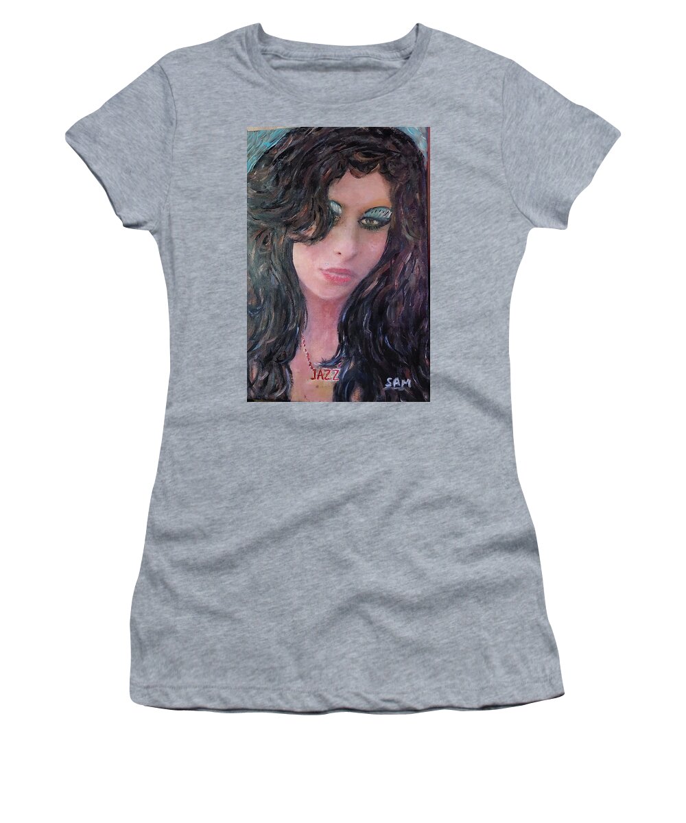 Portrait Women's T-Shirt featuring the painting Amy #3 by Sam Shaker