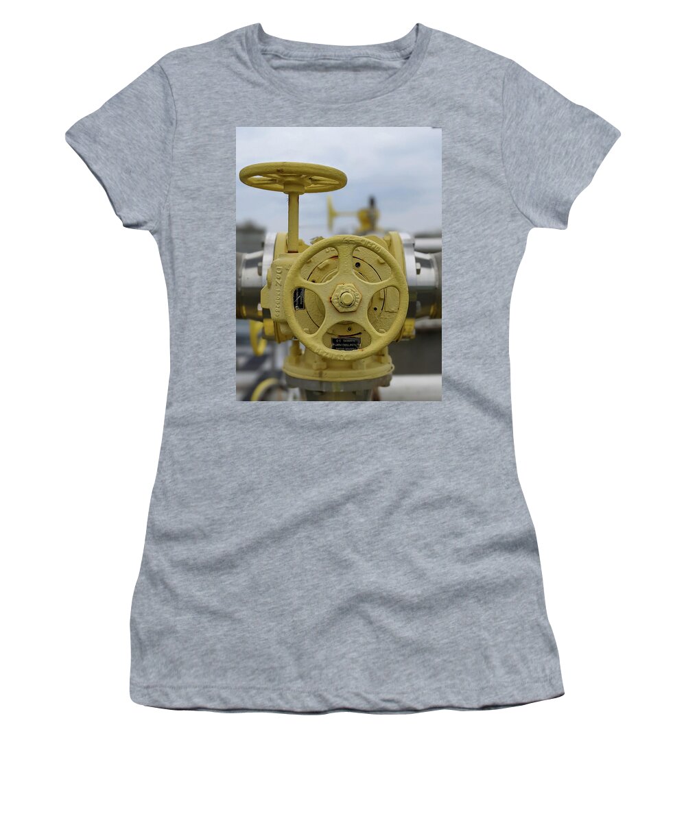Technology Women's T-Shirt featuring the photograph Large Water Valve At Waste Water Plant #3 by Alex Grichenko