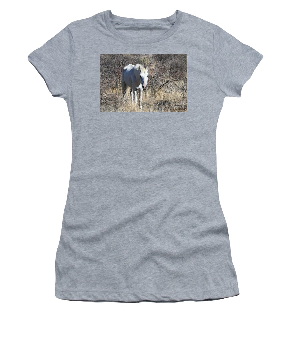 Shadowfax Salt River Wild Horse Women's T-Shirt featuring the digital art Shadowfax #3 by Tammy Keyes