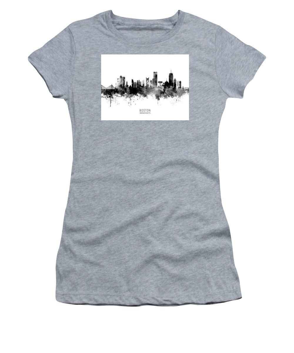 Boston Women's T-Shirt featuring the digital art Boston Massachusetts Skyline #41 by Michael Tompsett