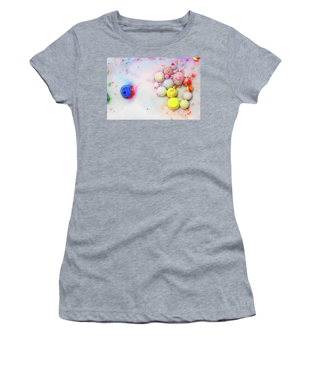 Bubbles Women's T-Shirt featuring the photograph Colorful artistic abstract background bubble painting art #5 by Michalakis Ppalis